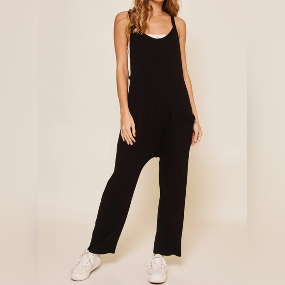 #467 FINAL PRICE 🛑S,M,L BOHO FABULOUS Solid Harem Jumpsuit w/Pockets - Picture 5 of 13